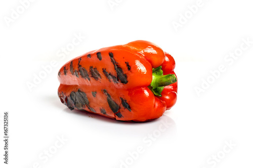 red pepper with the grill stripes on white background