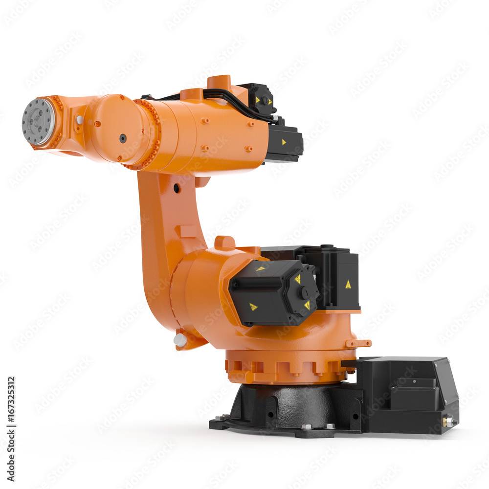 Robot arm for industry isolated on white. 3D Illustration, clipping path