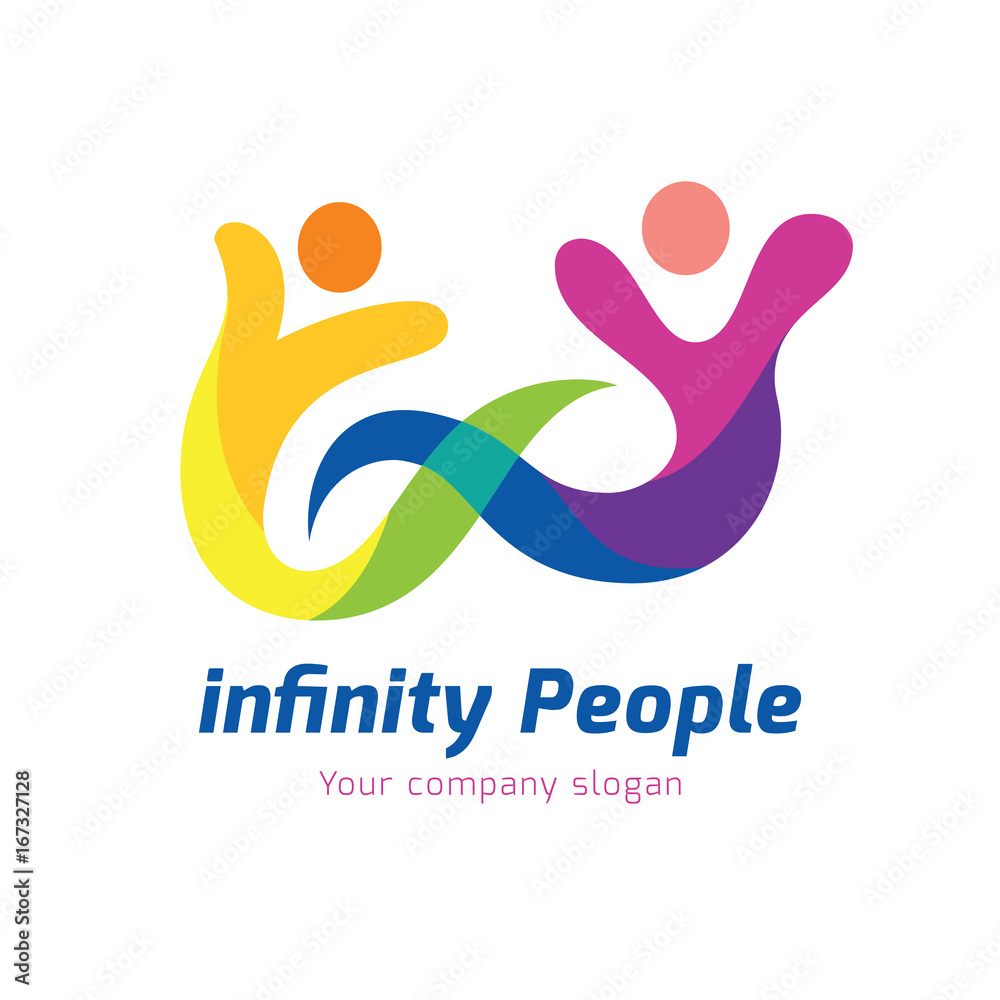 infinity people logo template. Creative education and people brand identity with infinity sign. infinity people logo template. Creative education and people brand identity with infinity sign.