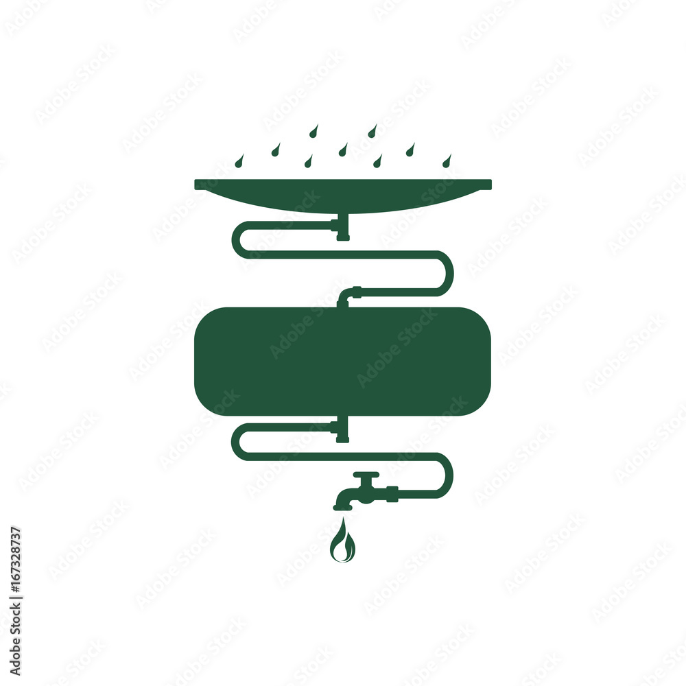 Rainwater harvest and reuse system. Abstract concept, icon. Flat design. Vector illustration on white background. Rainwater harvest and reuse system. Abstract concept, icon. Flat design. Vector illustration on white background.