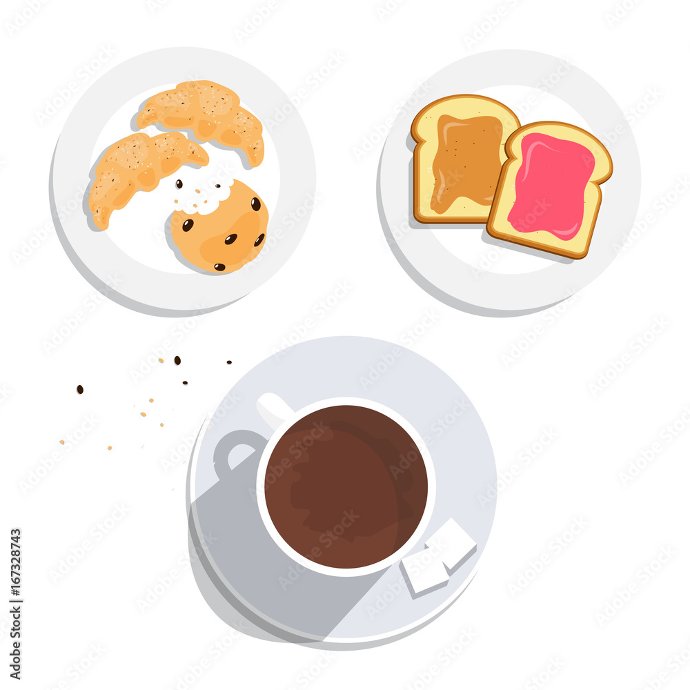 Vector. Breakfast on the table, good morning concept.