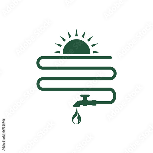 Solar water heater. Save energy. Abstract concept, icon. Flat design. Vector illustration on white background.