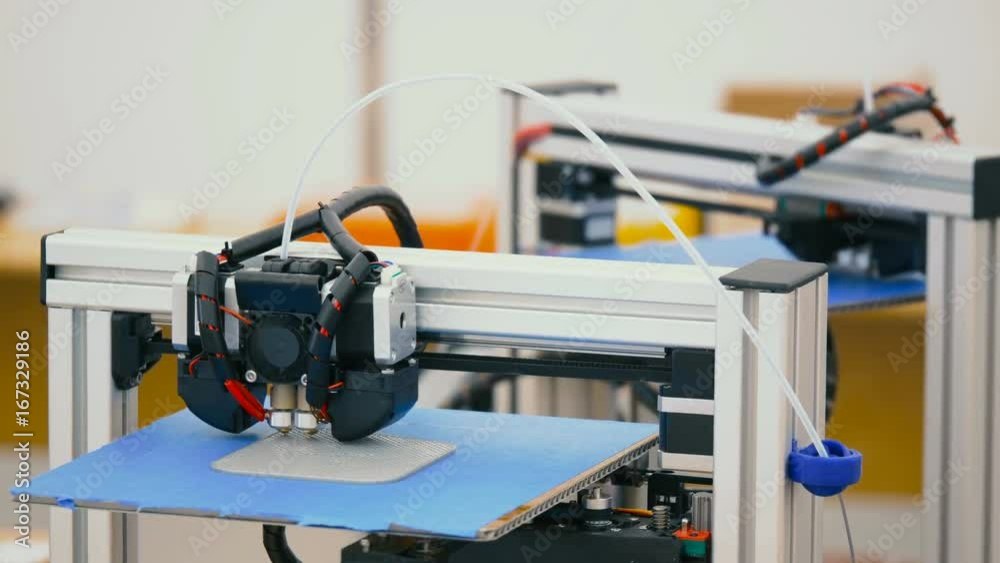 Industrial 3D Printing.The printer prints a 3D prototype parts modeled on the computer. Layer-by-layer to create the sample of composite material.