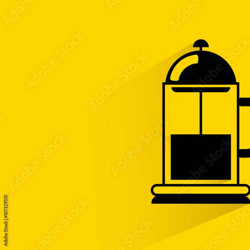 coffee jar, cup on yellow background