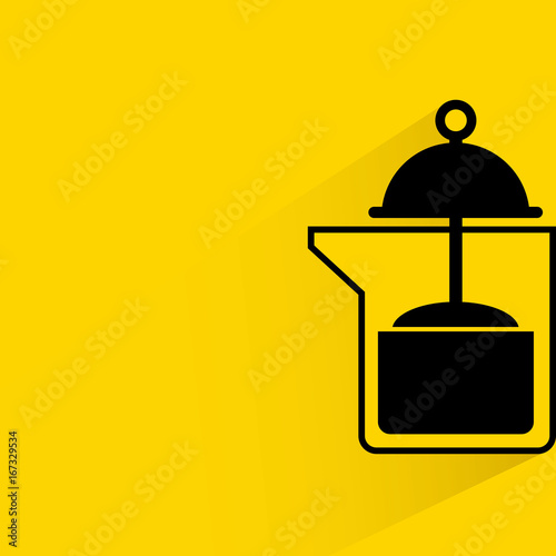 tea cup, jar on yellow background