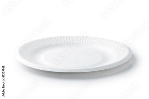 Empty paper plate isolated on white background