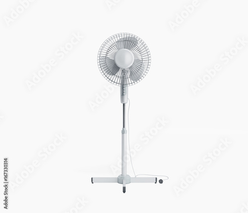 white electric fan 3d render on white background no shadow