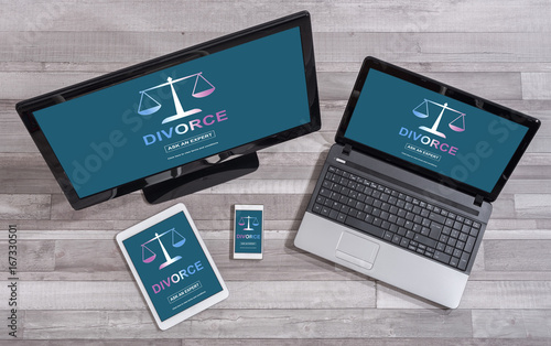 Divorce advice concept on different devices
