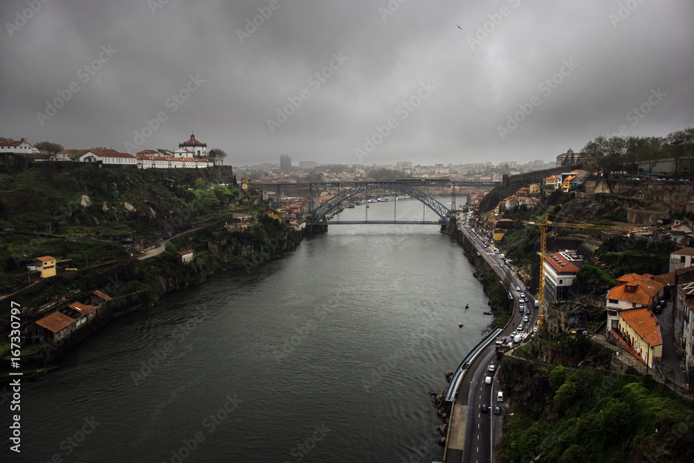 Porto. View of the city. Fog.