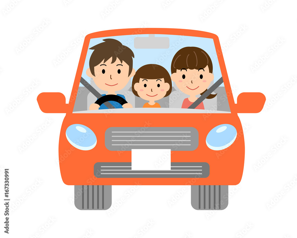 自動車に乗る家族