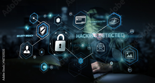 Εκτύπωση καμβά Hacker accessing to personal data information with a computer 3D rendering