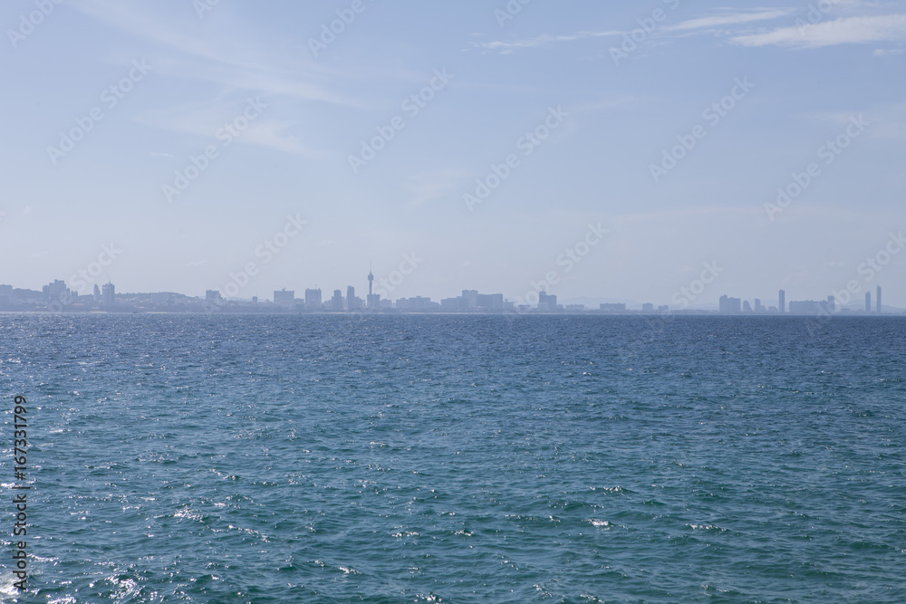 views of the city from the sea