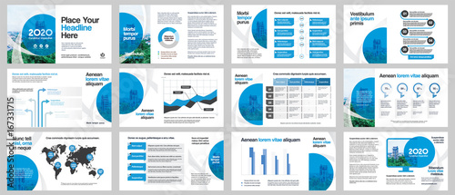 City Background Business Company Presentation with Infographics. Corporate Design Media Layout, Book Cover, Flyer, Brochure, Annual Report for Advertising and Marketing