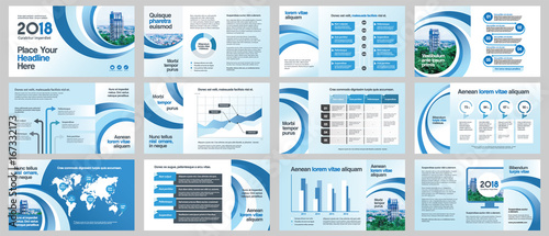 City Background Business Company Presentation with Infographics. Corporate Design Media Layout, Book Cover, Flyer, Brochure, Annual Report for Advertising and Marketing