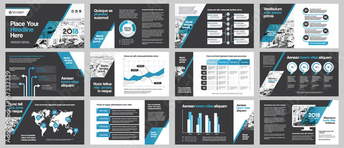 City Background Business Company Presentation with Infographics. Corporate Design Media Layout, Book Cover, Flyer, Brochure, Annual Report for Advertising and Marketing