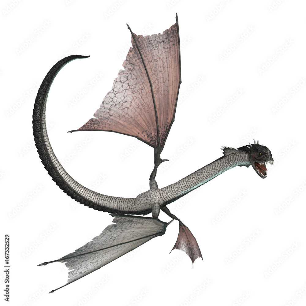 3D Rendering Fantasy Snake Dragon on White 3D Rendering Fantasy Snake Dragon on White