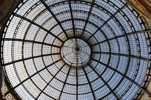 Art and Glasses decorated walls and roof of Gallery Vittorio Emanuele in Milano.