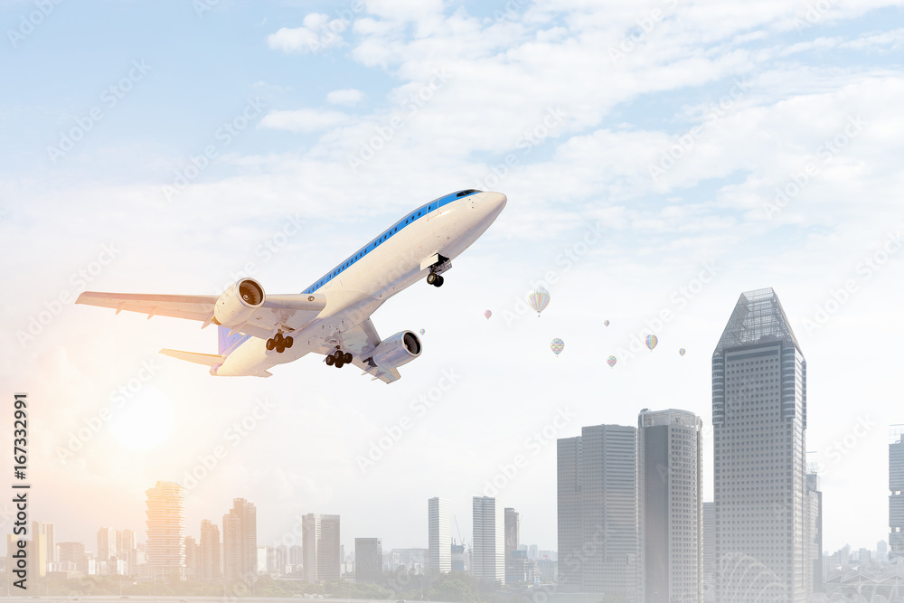 Airliner in sky. Mixed media Airliner in sky. Mixed media