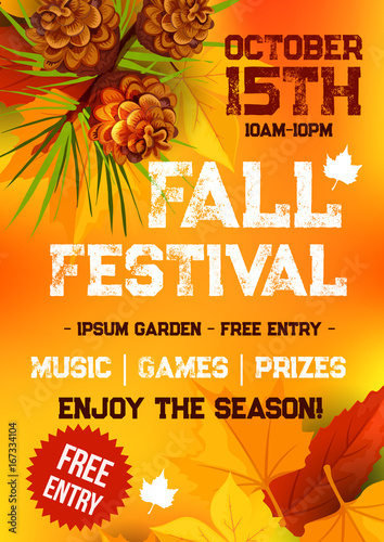 Fall harvest festival, autumn party banner design