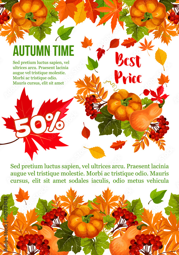 Autumn sale banner template for Thanksgiving Day