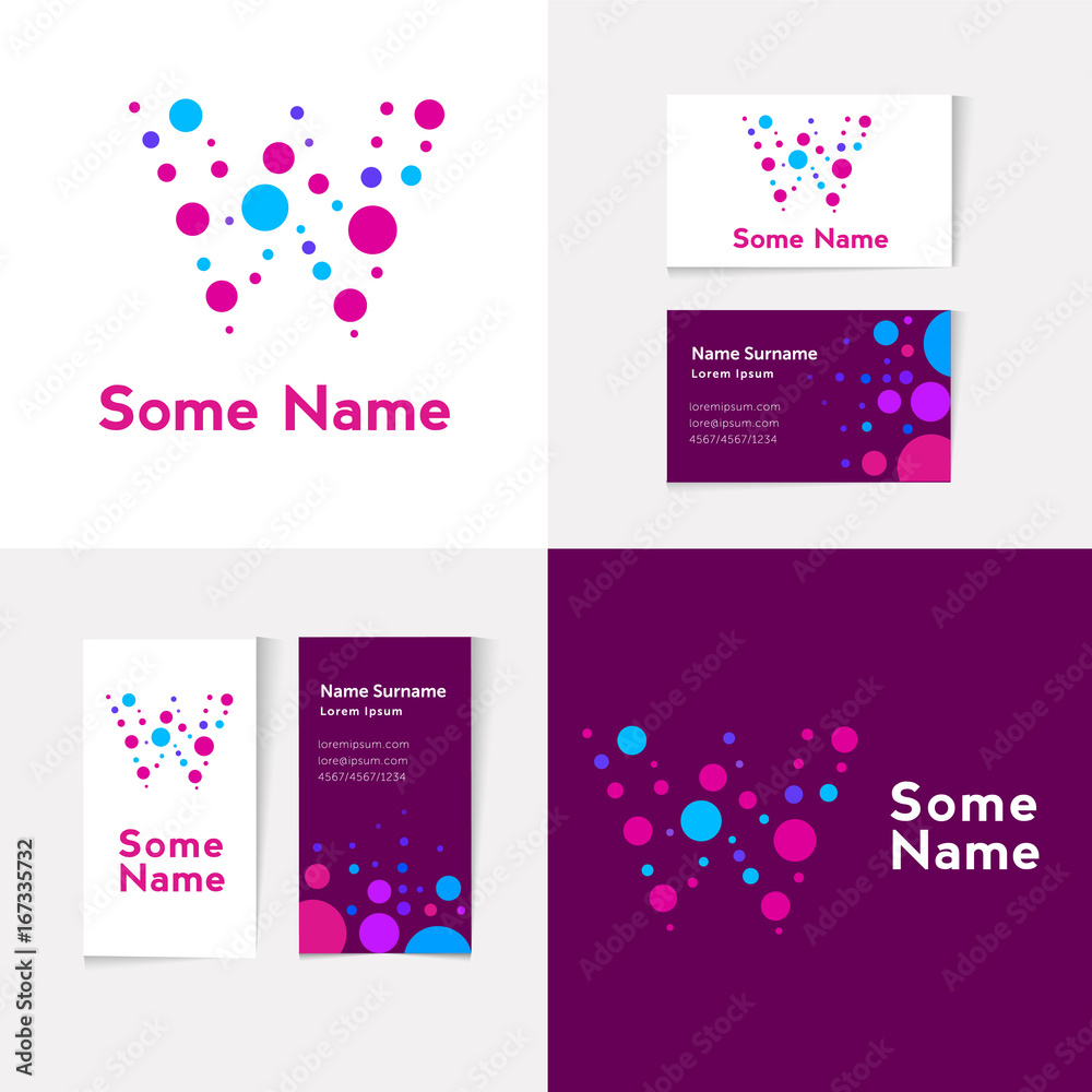 Creative Letter W design vector template on The Business Card Template. Abstract Colorful Alphabet .Friendly funny.ABC Typeface.Type Characters Logotype symbols.Abstract Colorful Alphabet.