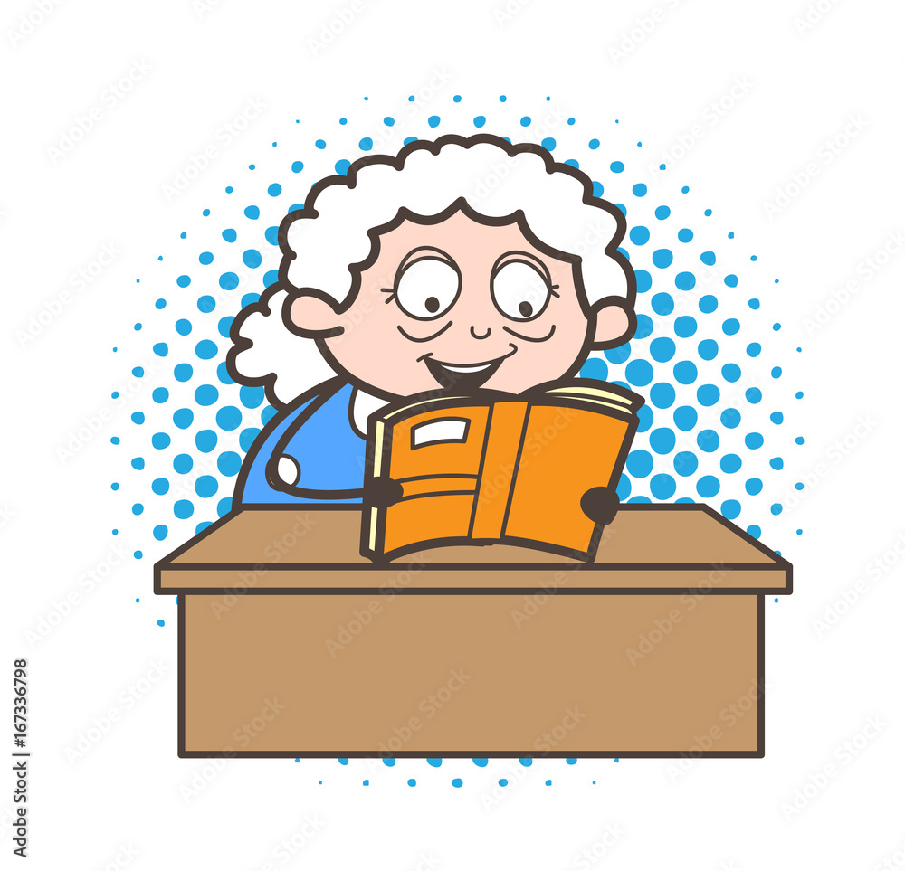 Cartoon Granny Reading Funny Jokes and Laughing Vector Graphic Stock Vector  | Adobe Stock