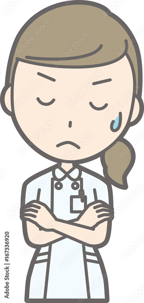Illustration that a nurse wearing a white suit wears his arms together Illustration that a nurse wearing a white suit wears his arms together