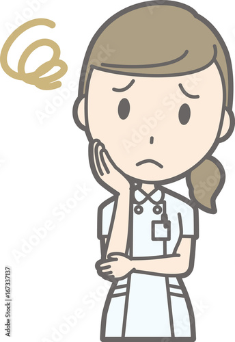 An illustration suffering from a nurse wearing a white suit