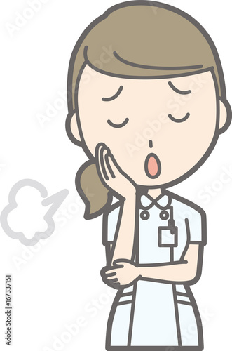 Illustration squeezing a nurse wearing a white suit