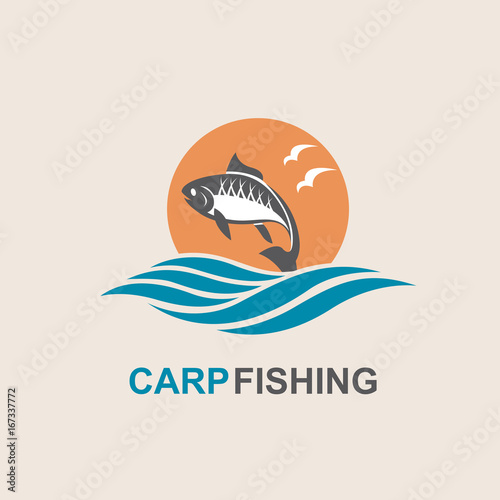 icon of carp fish with waves