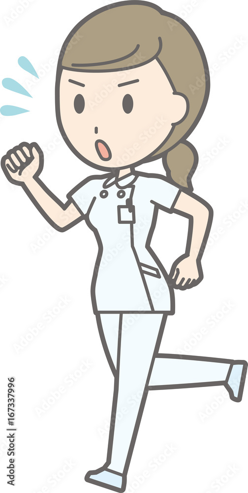 Illustration running nurse in white coat