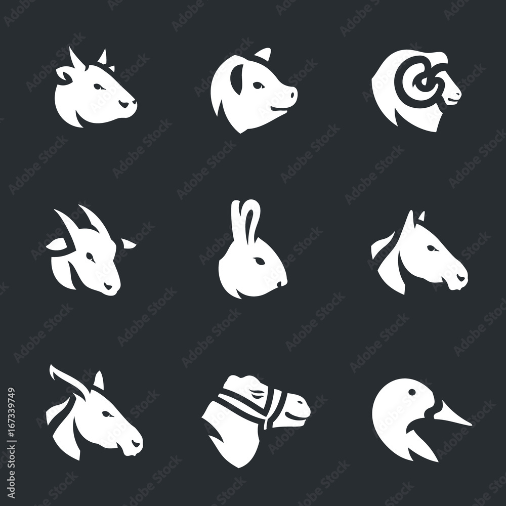 Vector Set of Farm Animals Icons. Vector Set of Farm Animals Icons.