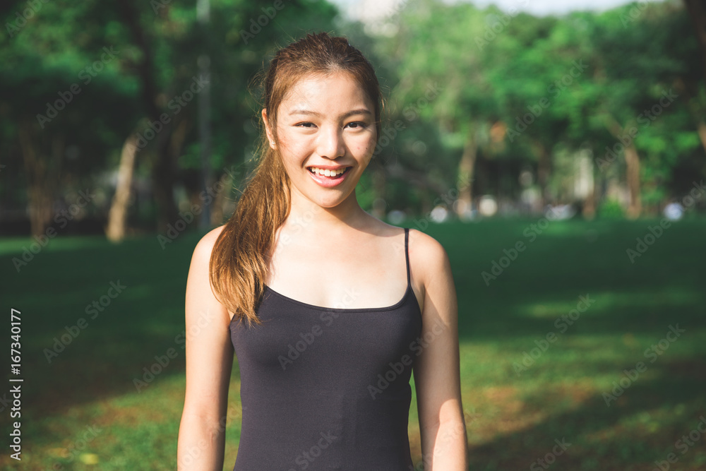 Young asian lady exercise outdoors Young asian lady exercise outdoors