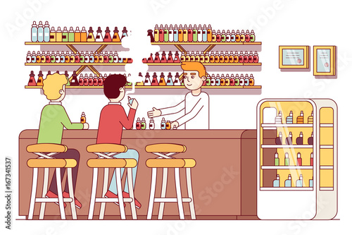 Vape store bar barman serving smokers bottles