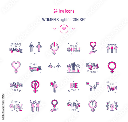 Womens right color icon set
