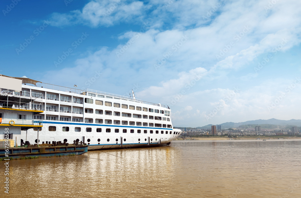 Docked in the Yangtze River cruise