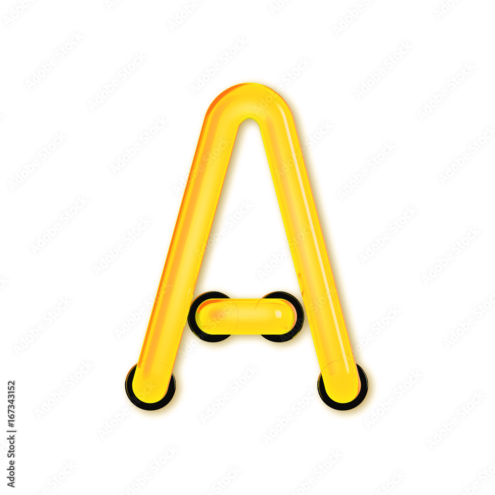 Obraz premium Neon tube style light letter A. Glowing neon Capital letter. 3D rendering