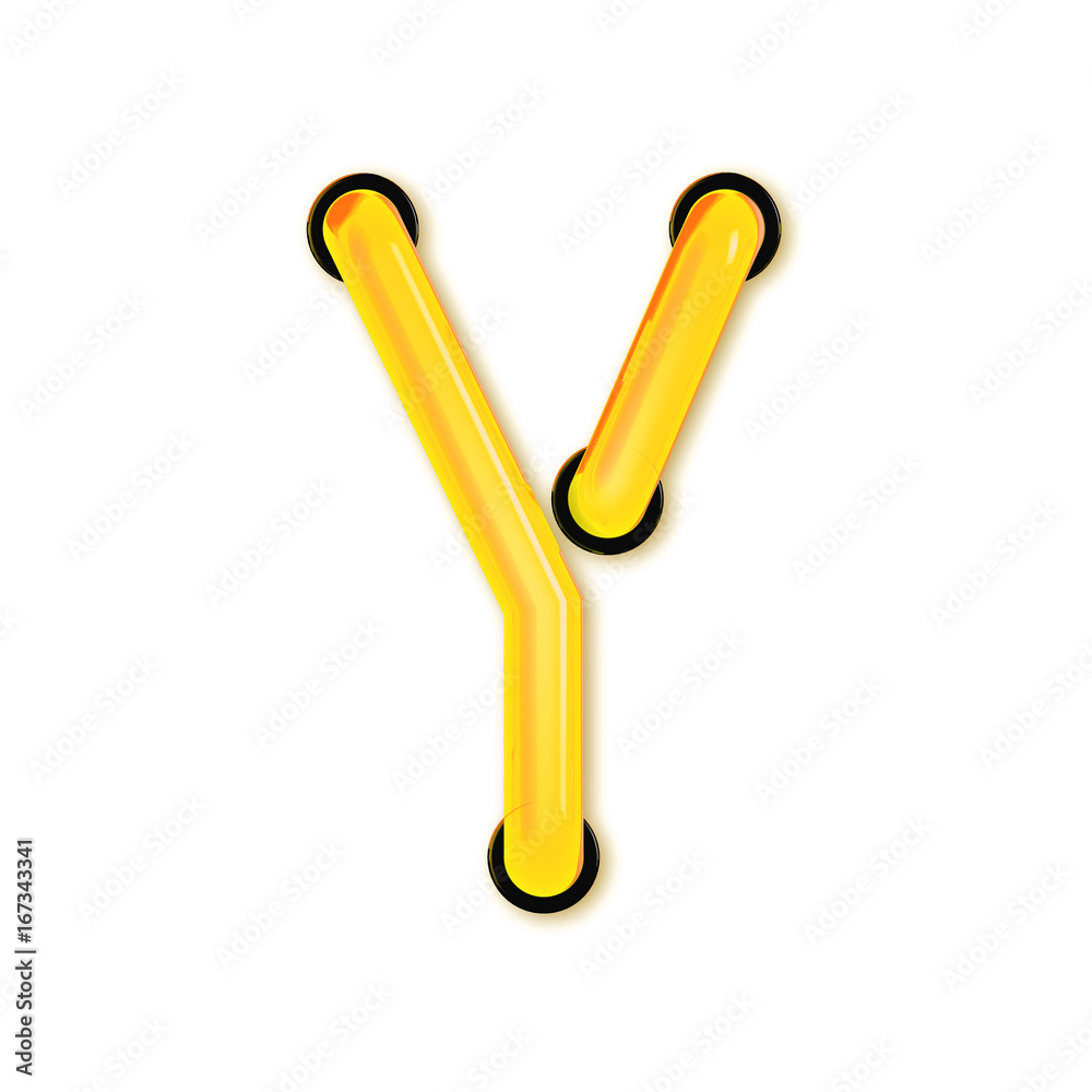 Obraz premium Neon tube style light letter Y. Glowing neon Capital letter. 3D rendering