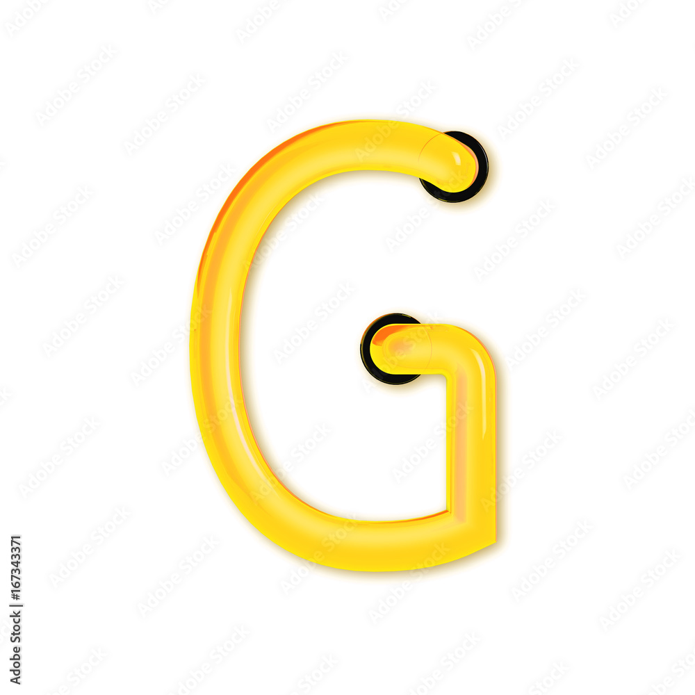 Neon tube style light letter G. Glowing neon Capital letter. 3D rendering Neon tube style light letter G. Glowing neon Capital letter. 3D rendering