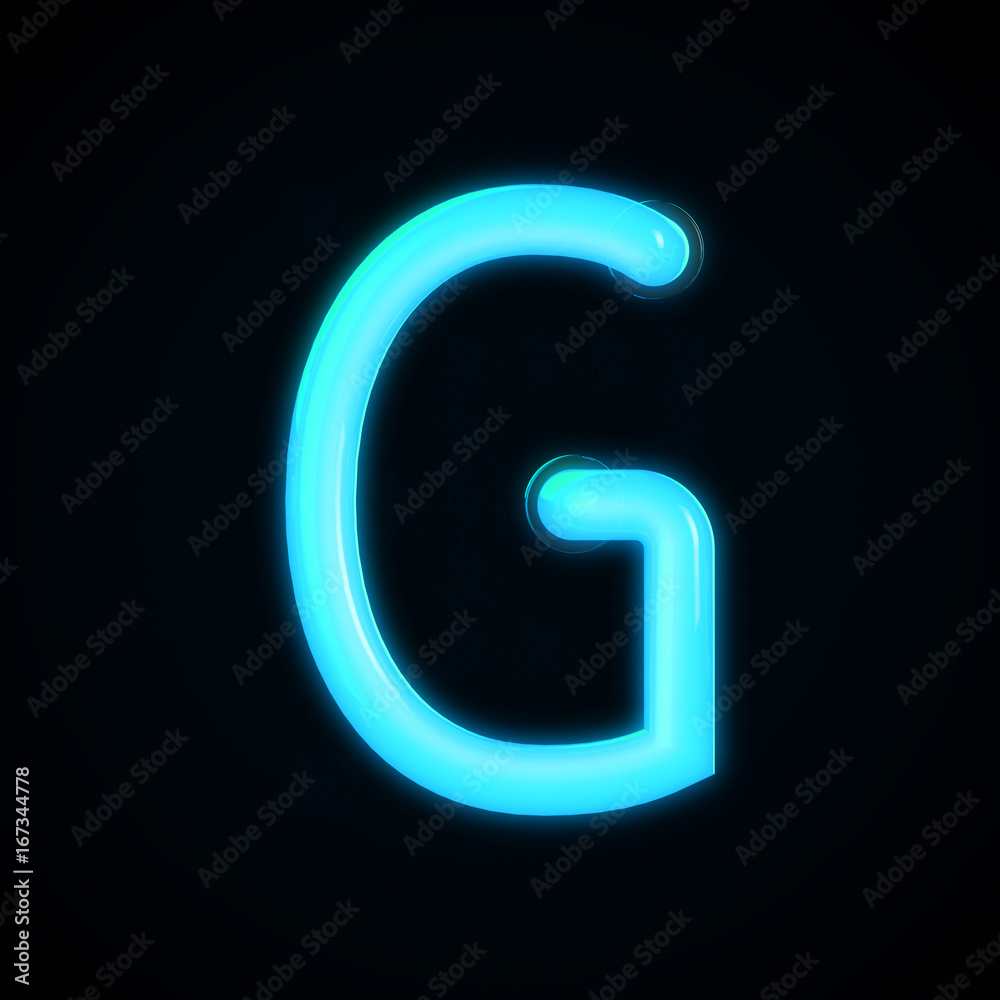 Blue neon glowing light letter G capital letter. 3D rendering Blue neon glowing light letter G capital letter. 3D rendering
