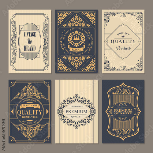 Calligraphic vintage floral cards collection