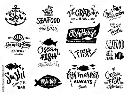 Seafood icons set