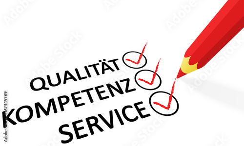 red pencil and text quality competence service