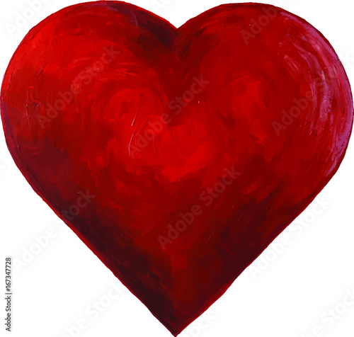 Hand-Painted Acrylic Red Heart in a Vector
