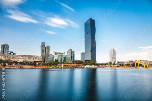 Photography Vienna skyline on the Danube river