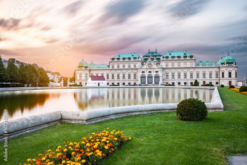 Belvedere palace at sunset in Vienna, Austria