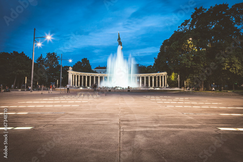 Heroes monument of the Red Army in Vienna at night photo