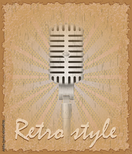 retro style poster old microphone vector illustration
