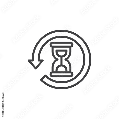 History line icon, outline vector sign, linear style pictogram isolated on white. Hourglass with arrow around symbol, logo illustration. Editable stroke. Pixel perfect vector graphics