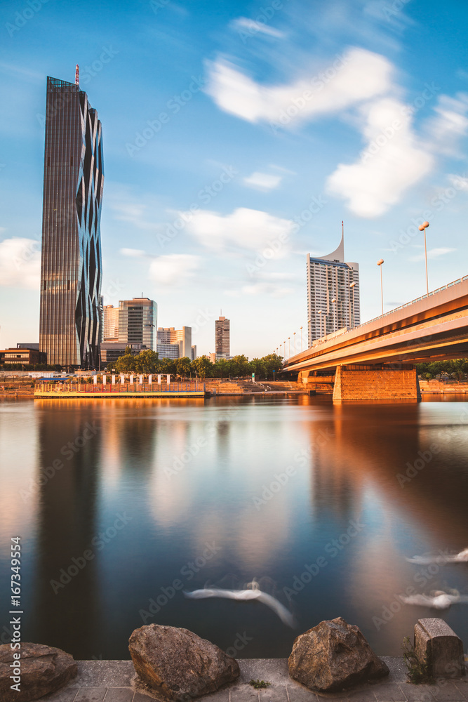 Fototapeta premium Vienna skyline on the Danube river